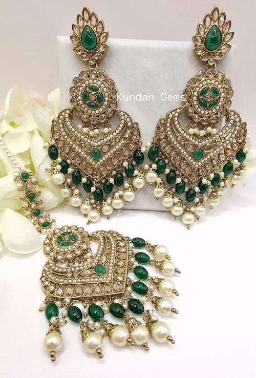 Polki Earrings Tikka Set