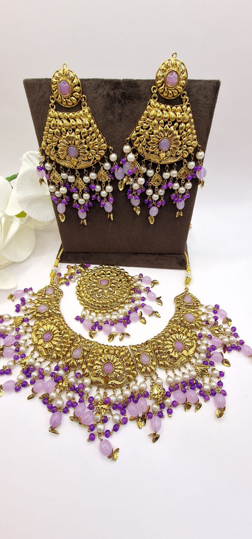 Handmade Matte Gold Necklace Set