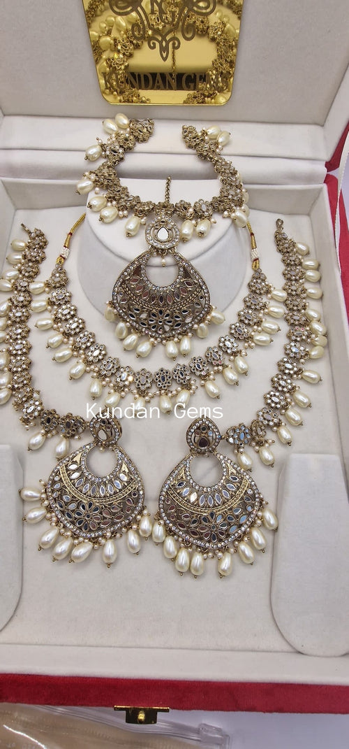 Mirror Necklace Bahubali Set