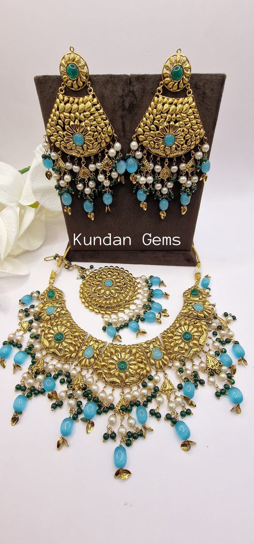 Handmade Matte Gold Necklace Set