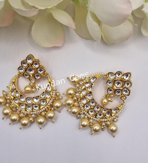 Uncut Kundan Gold Polish Small Earrings