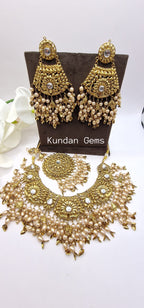 Handmade Matte Gold Necklace Set