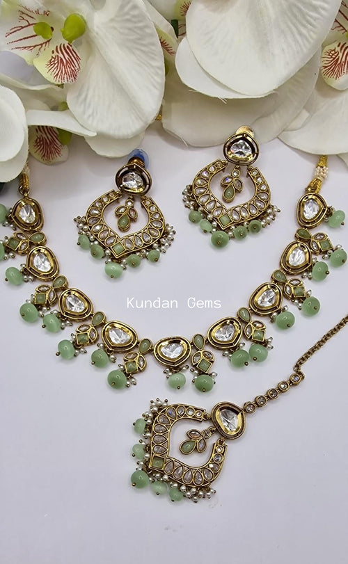 Uncut Kundan + Polki Necklace Set