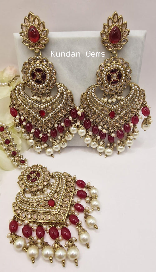 Polki Earrings Tikka Set