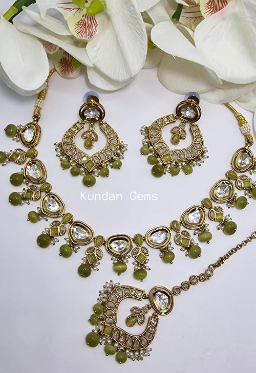 Uncut Kundan + Polki Necklace Set