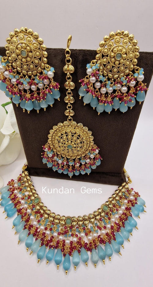 Handmade Matte Gold Necklace Set