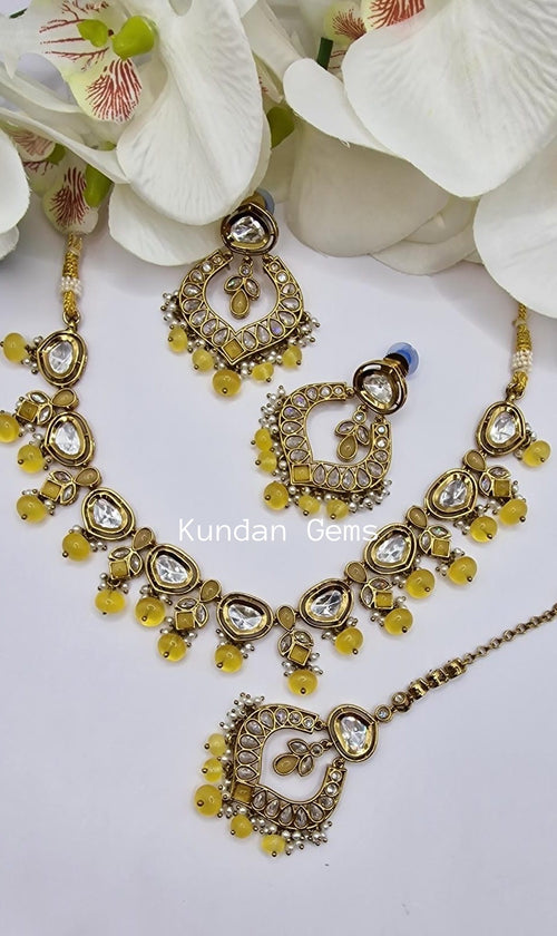 Uncut Kundan + Polki Necklace Set