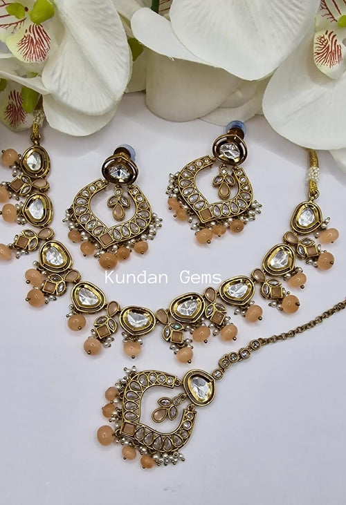 Uncut Kundan + Polki Necklace Set