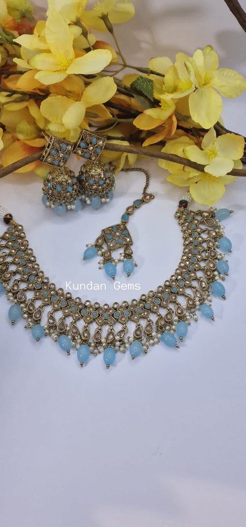 Polki Necklace Set with Jhumki