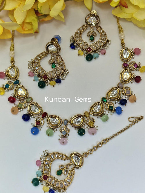 Uncut Kundan + Polki Necklace Set