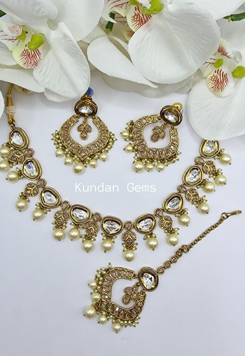 Uncut Kundan + Polki Necklace Set