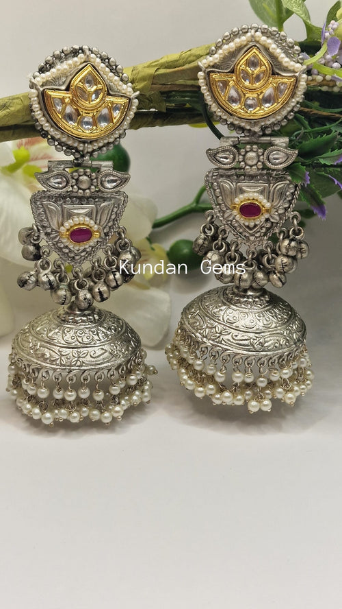 Statement German Silver Jhumki