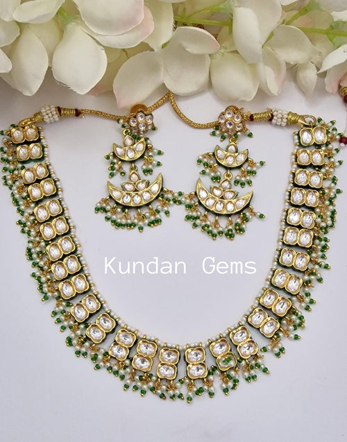 Uncut Kundan Green Necklace Set