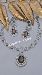 American Diamond Brown Pendent Set