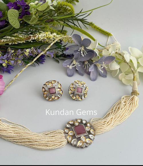 Pink Uncut Kundan Choker Set