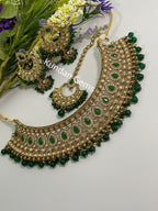 High quality Polki Bottle green choker set