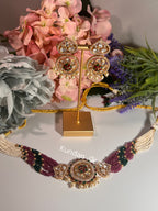 Uncut Kundan Hot Pink & Green Choker Set