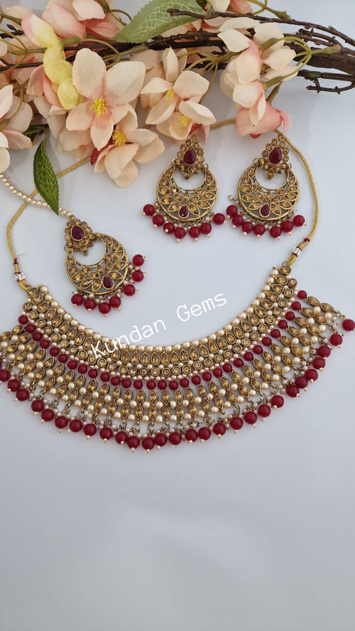 Burgundy Necklace Set