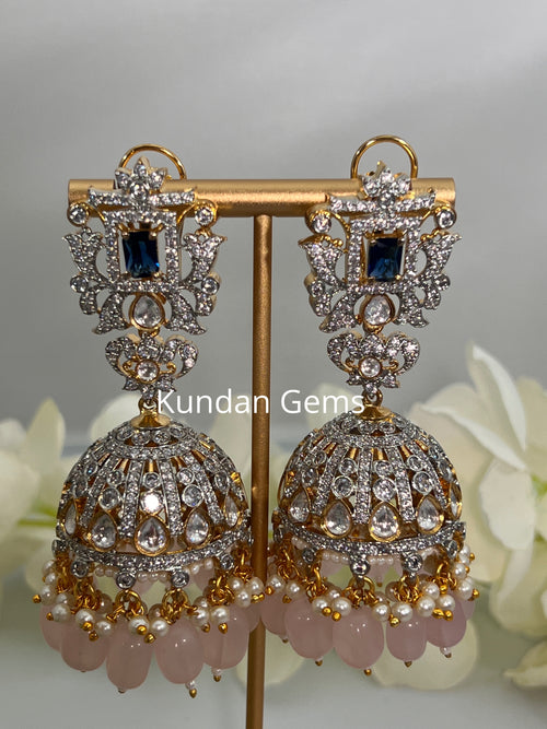 Uncut Kundan light pink Jhumki
