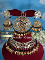 Traditional Mirror Necklace Set Dark Plum