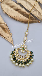 Green Uncut Kundan Tikka