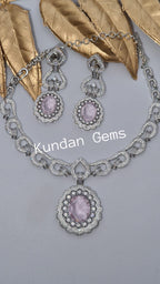 American Diamond lavender Pendent Set