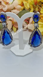 Victorian polish royal blue crystalized earrings