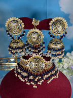 Traditional Mirror navy blue Choker Set