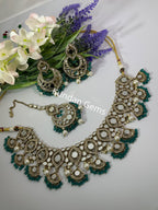 Jade Green Mirror necklace set