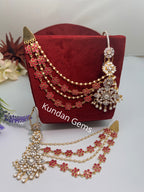 High quality Kundan hot pink earrings with sahere
