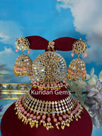 Traditional Mirror Necklace Set peachy pink