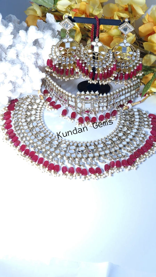 Pinkish Redish 4 piece mirror set