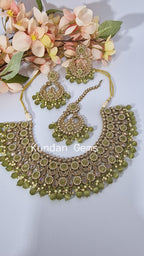 Mendhi Polki Necklace Set