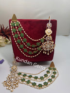 High quality Kundan green earrings with sahere