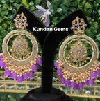 AD & Uncut Kundan Purple Earrings