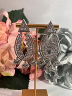 Silver AD Jhumki Style Earrings